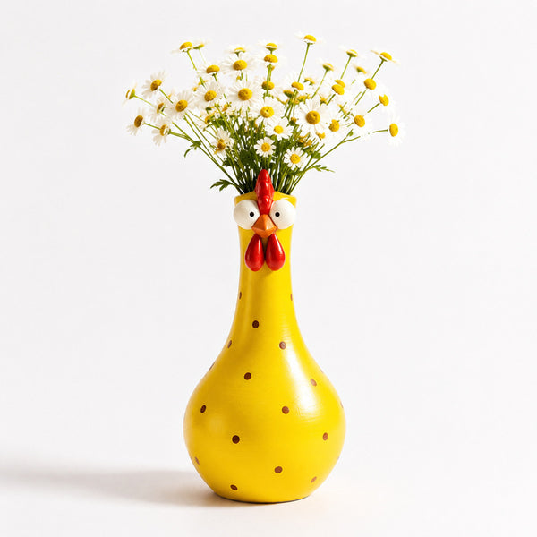 Polka-Dot Rooster Vase | Resin, 20 cm