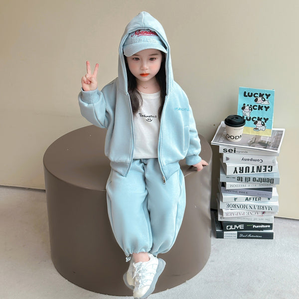 Kids' Blue Cardigan & Trousers Outfit