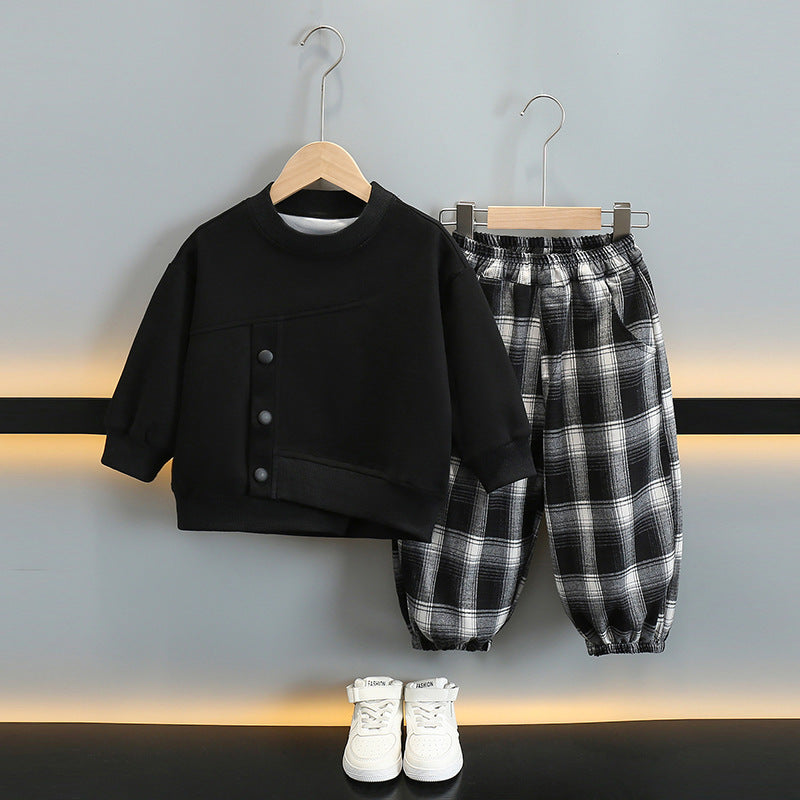 Boys' Two-Piece Outfit | Black & Heather Gray