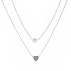 Double-Layer Heart & Imitation Pearl Necklace