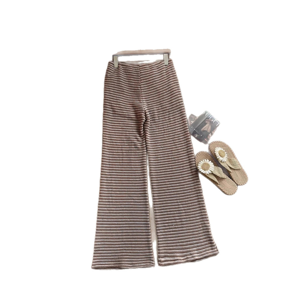 Women's Striped Drawstring Trousers with Pockets