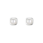 Freshwater Pearl Geometric Earrings – French Retro Style