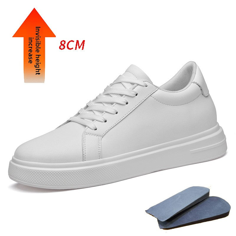 Men’s Leather Height-Increasing Sneakers – Black & White