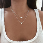 Double-Layer Heart & Imitation Pearl Necklace
