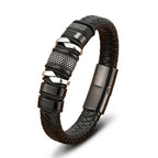Woven Leather & Stainless-Steel Bracelet