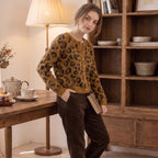 Leopard-Print V-Neck Sweater | Relaxed Fit