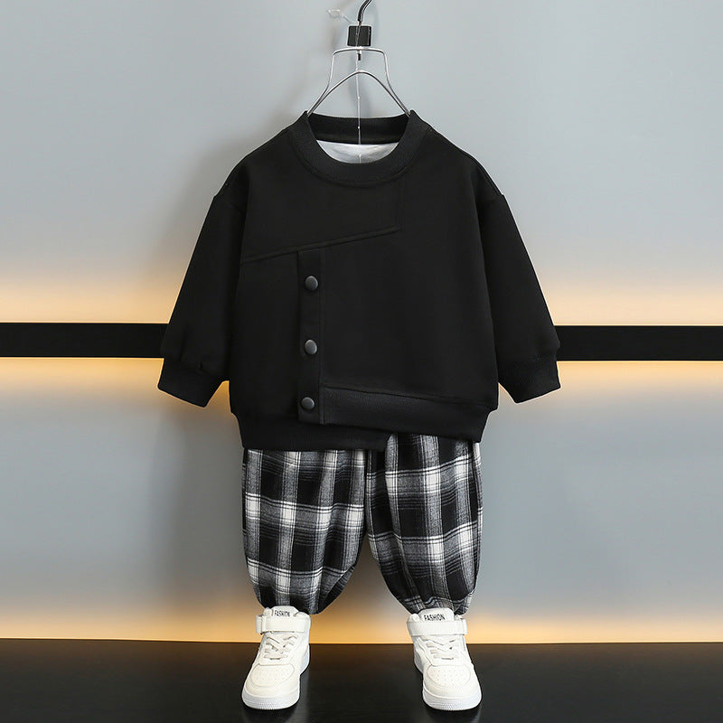 Boys' Two-Piece Outfit | Black & Heather Gray