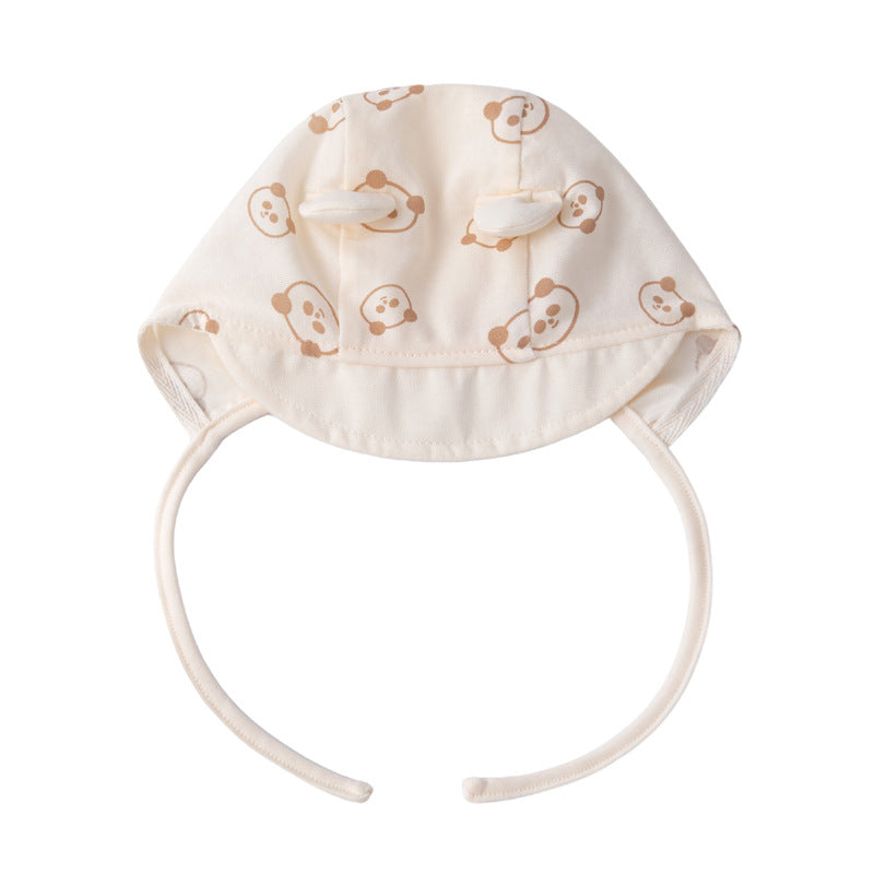Baby Cotton Bear-Print Hat with Short Brim