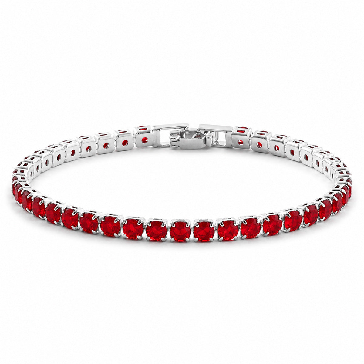 Copper Tennis Bracelet | Silver-Red, 17 or 19 cm