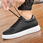 Herren-Ledersneaker mit Erhöhung – Schwarz und Weiß