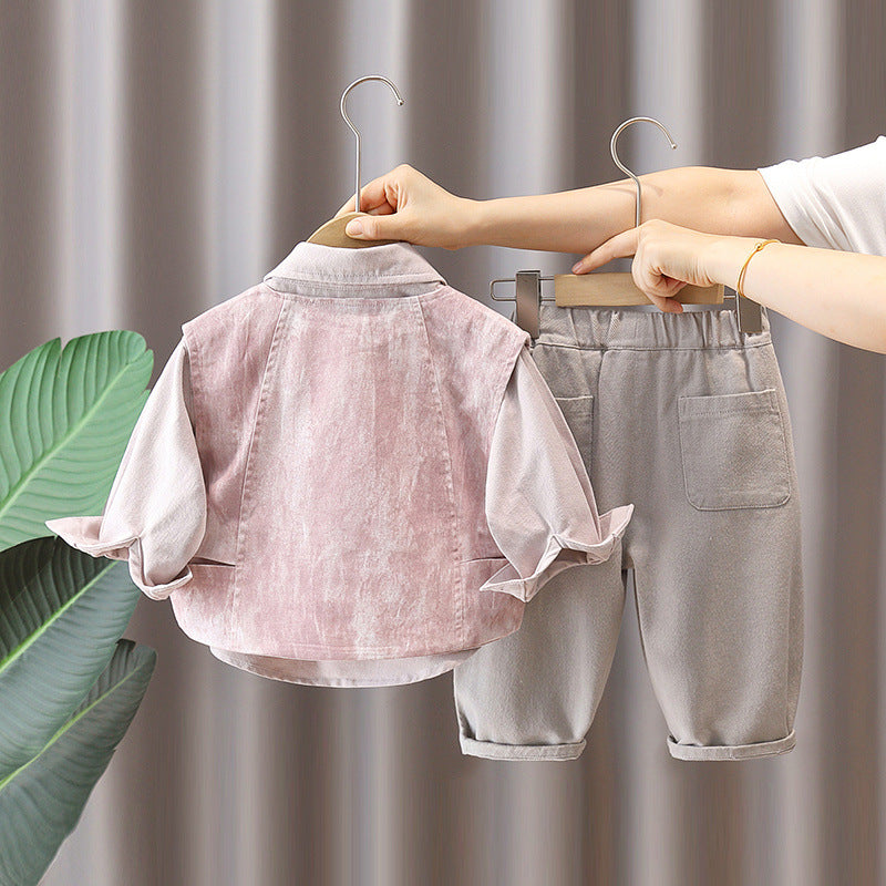 Boys' Pink Shirt & Trouser Outfit — detail view 2