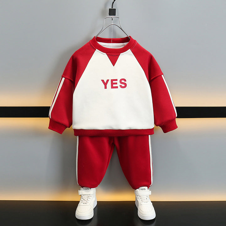 Boys' Sweatshirt & Trousers Set | Navy & Burgundy