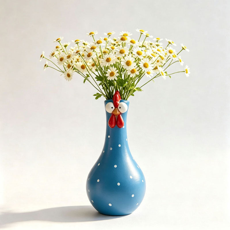 Polka-Dot Rooster Vase | Resin, 20 cm