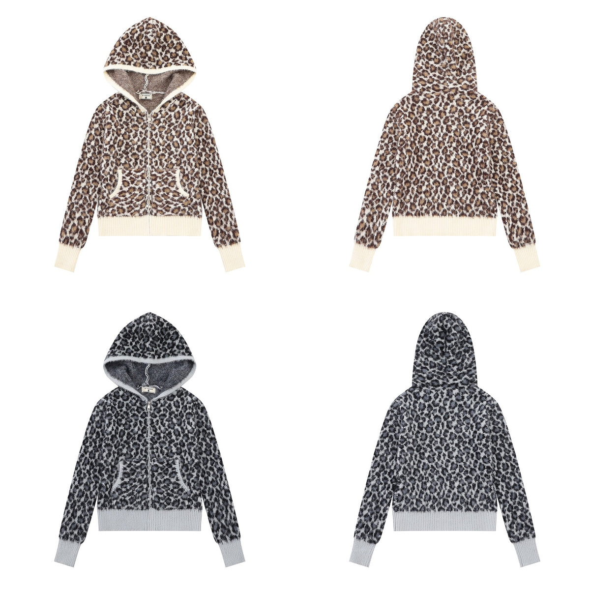 Leopard-Print Hooded Knit Sweater — detail view 5