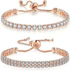 Copper Tennis Bracelet | Silver-Red, 17 or 19 cm