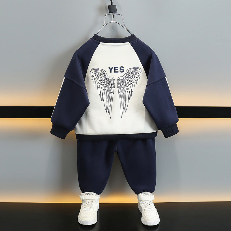 Boys' sweatshirt and trousers set in Navy Blue and Burgundy