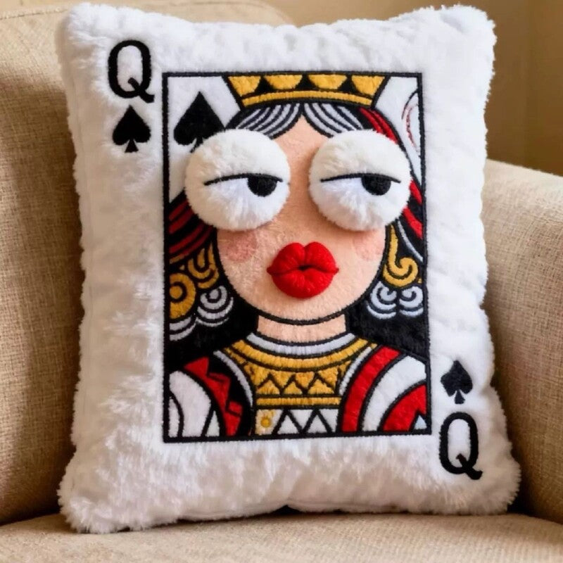 Big-Eyes Embroidered Decorative Cushion | 35 × 40 cm