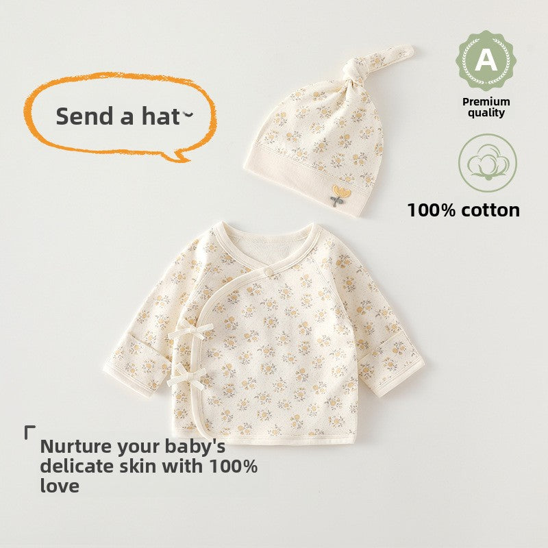 Newborn Cotton Long-Sleeve Bodysuit & Matching Hat Set