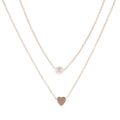 Double-Layer Heart & Imitation Pearl Necklace