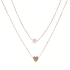 Double-Layer Heart & Imitation Pearl Necklace