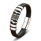Woven Leather & Stainless-Steel Bracelet