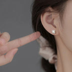 Freshwater Pearl Geometric Earrings – French Retro Style