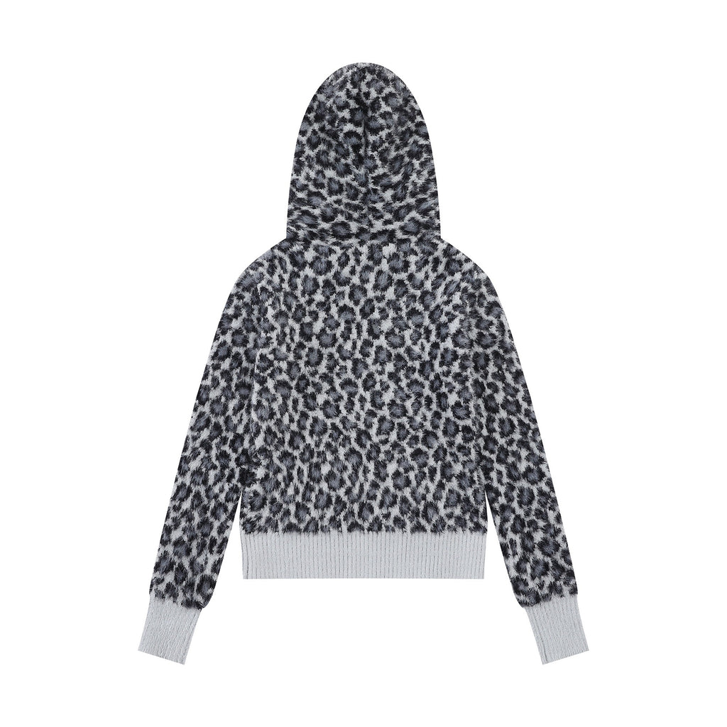 Leopard-Print Hooded Knit Sweater — detail view 4