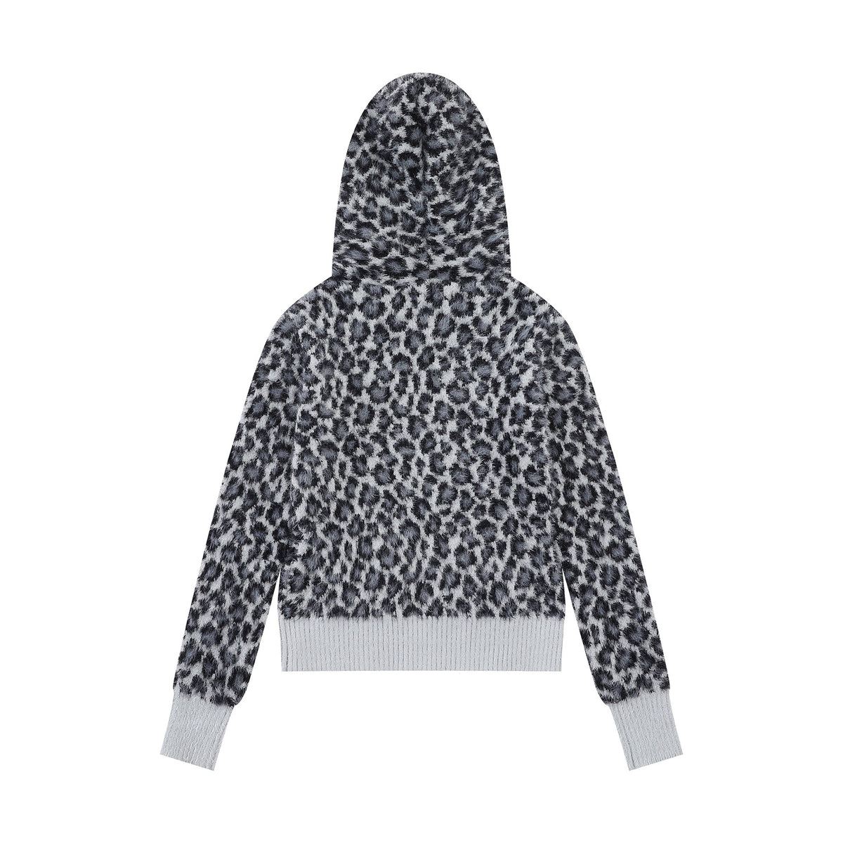Leopard-Print Hooded Knit Sweater — detail view 4