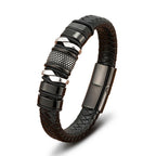 Woven Leather & Stainless-Steel Bracelet