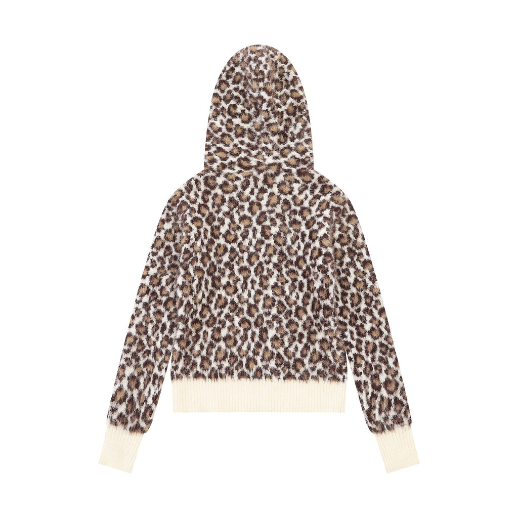 Leopard-Print Hooded Knit Sweater — detail view 2
