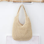 Woven Tote Bag with Zip Closure | Black, Beige & Khaki
