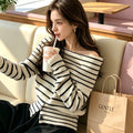 Women's Off-Shoulder Striped Sweater