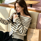 Women's Off-Shoulder Striped Sweater