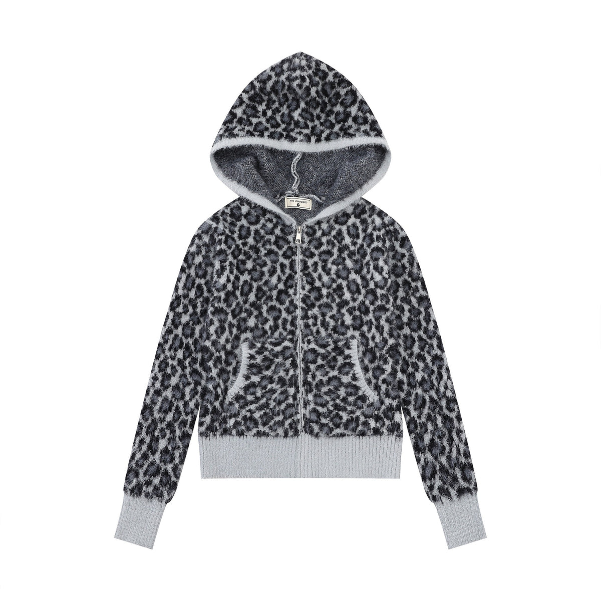 Leopard-Print Hooded Knit Sweater — detail view 6