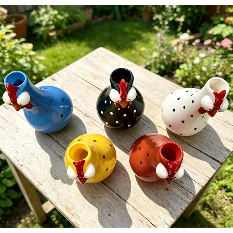 Polka-Dot Rooster Vase | Resin, 20 cm