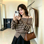 Women's Off-Shoulder Striped Sweater