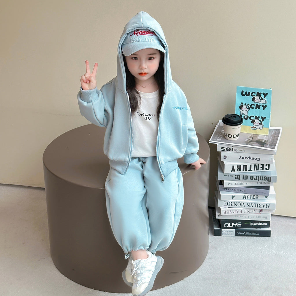Kids' Blue Cardigan & Trousers Outfit
