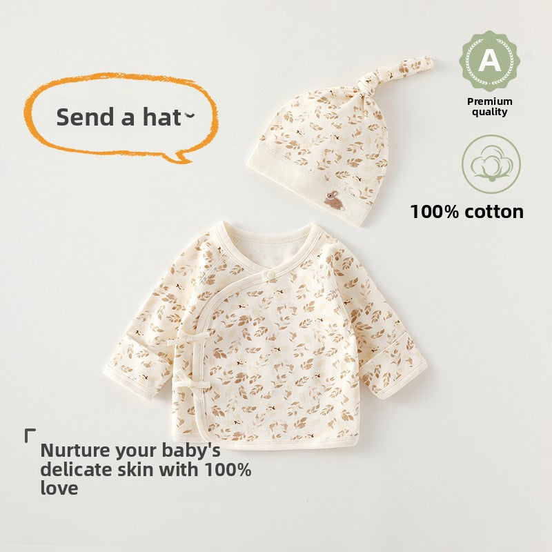 Newborn Cotton Long-Sleeve Bodysuit & Matching Hat Set