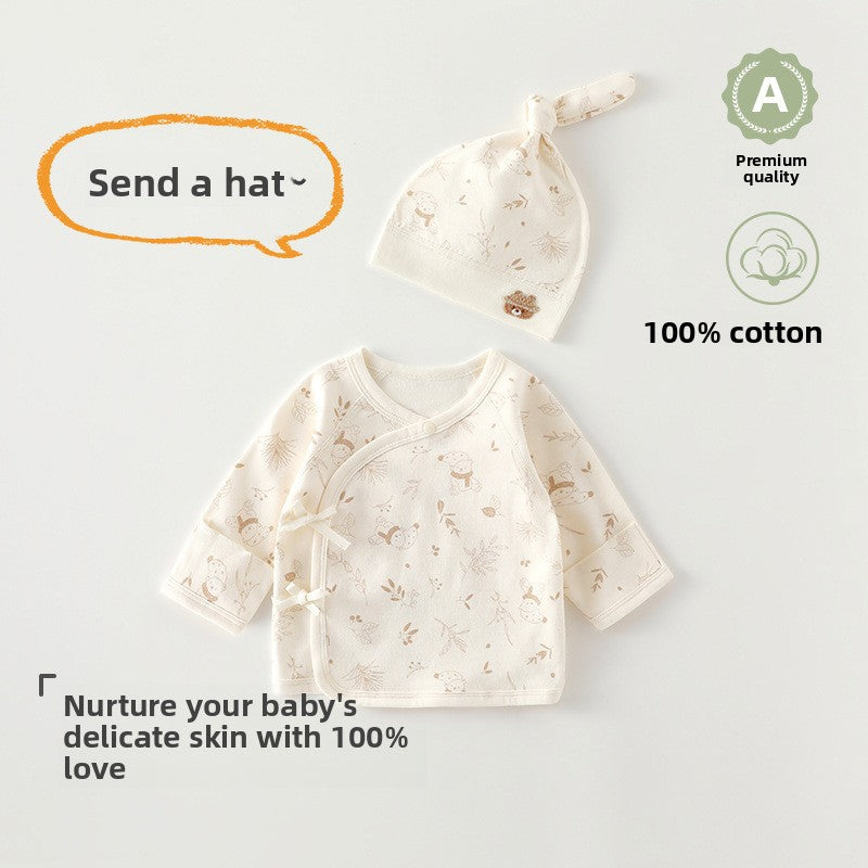 Newborn Cotton Long-Sleeve Bodysuit & Matching Hat Set