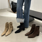 Women's Square-Toe Ankle Boots – Block Heel & Back Zip