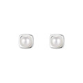 Freshwater Pearl Geometric Earrings – French Retro Style