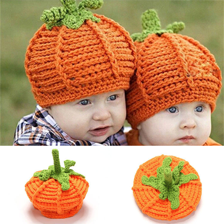 Baby Pumpkin Knitted Hat – Orange