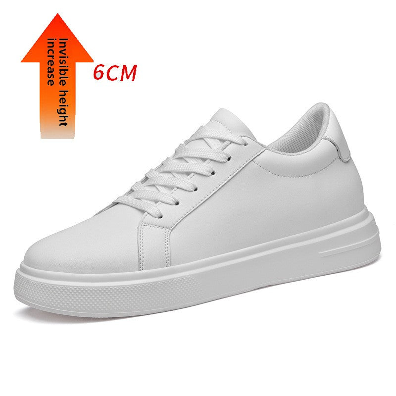 Men’s Leather Height-Increasing Sneakers – Black & White
