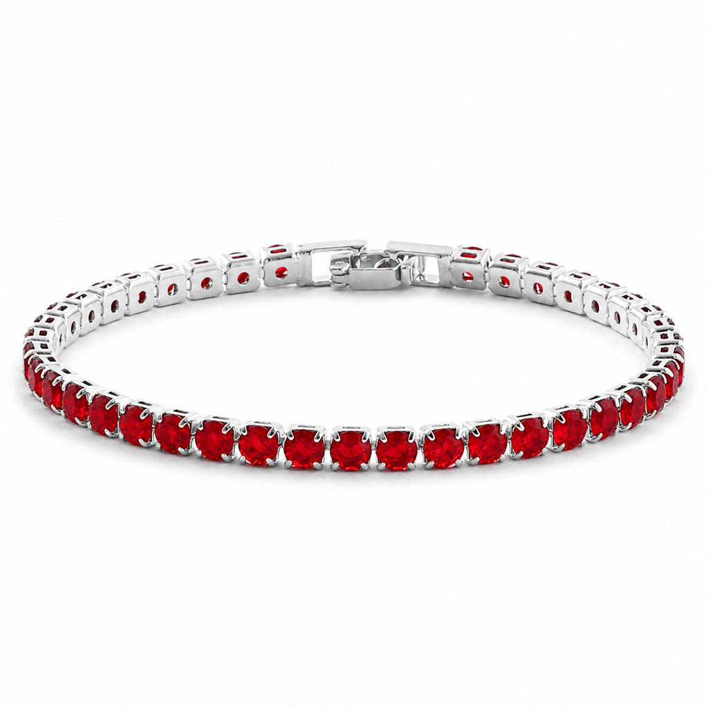 Copper Tennis Bracelet | Silver-Red, 17 or 19 cm