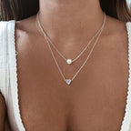 Double-Layer Heart & Imitation Pearl Necklace