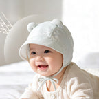 Chapeau bébé en coton à oursons et petit bord