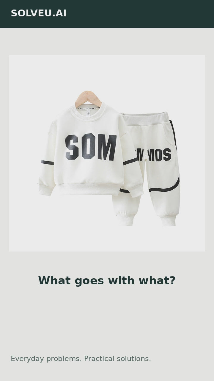Boys' Letter-Print Two-Piece Outfit | Black & White — everyday problem and solution
