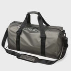 Slate-gray gym and travel bag — studio product video with instrumental music